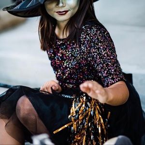 Black Tulle multi colored Sequin Dress